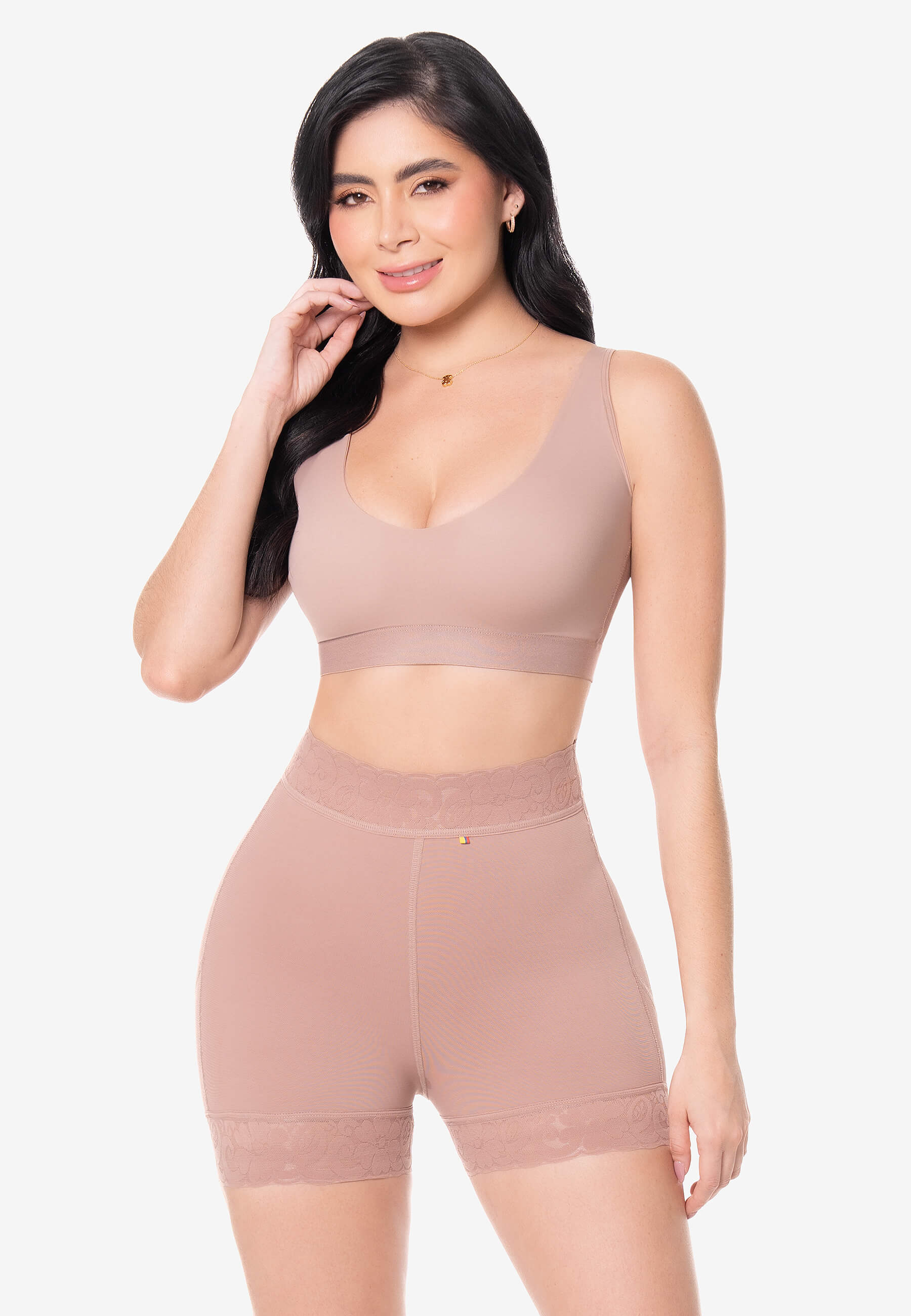 Curvia Short Vera cachetero costillero con realce Cocoa